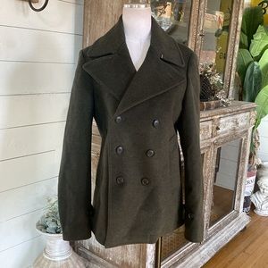 DONDUP MADE IN ITALY LUXURY WOOL DOUBLE BREASTED PEA COAT 48 EXCELLENT
